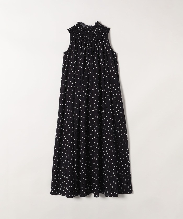 【AMOMENTO】Neck Shirring マキシワンピース SHIPS any シアー ドット シャーリング マキシ ワンピース