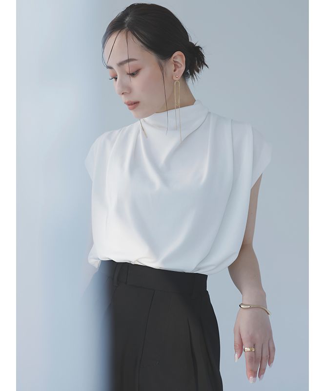 【美品】anuans アニュアンス ペプラムカットトップス タック クルーネック ドレープネックカットトップス(506060466) | アニュアンス