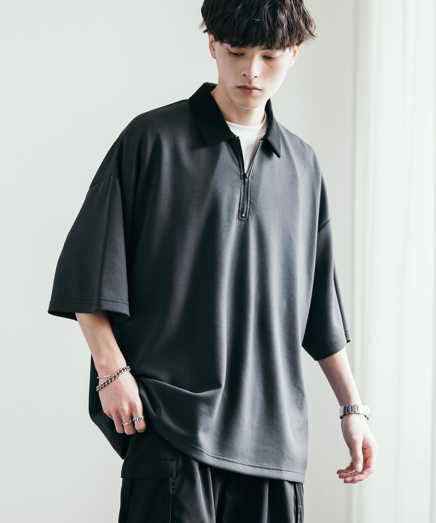 ロッキーモンロー Rocky Monroe ポロシャツ ハーフジップ 半袖