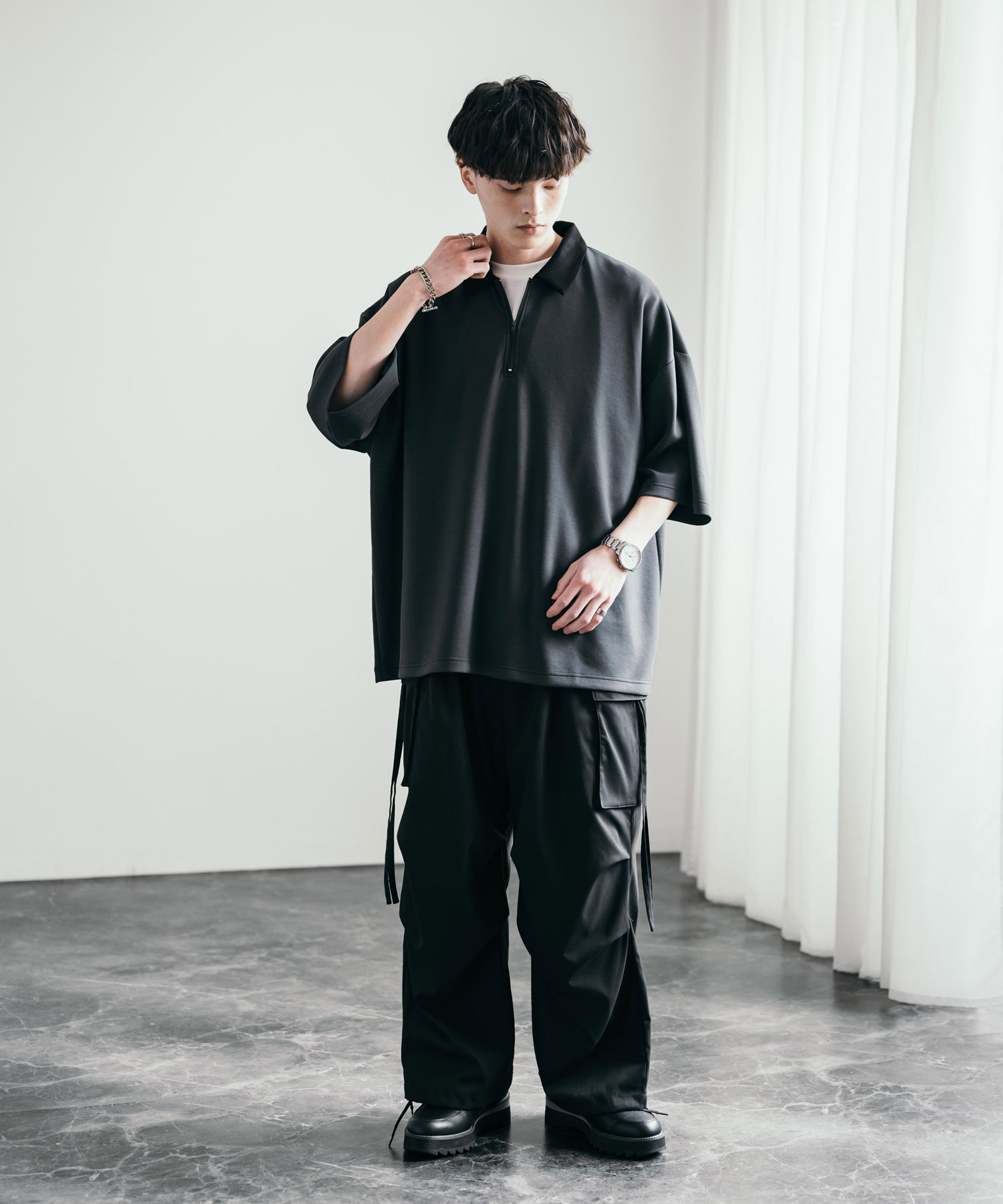 ロッキーモンロー Rocky Monroe ポロシャツ ハーフジップ 半袖