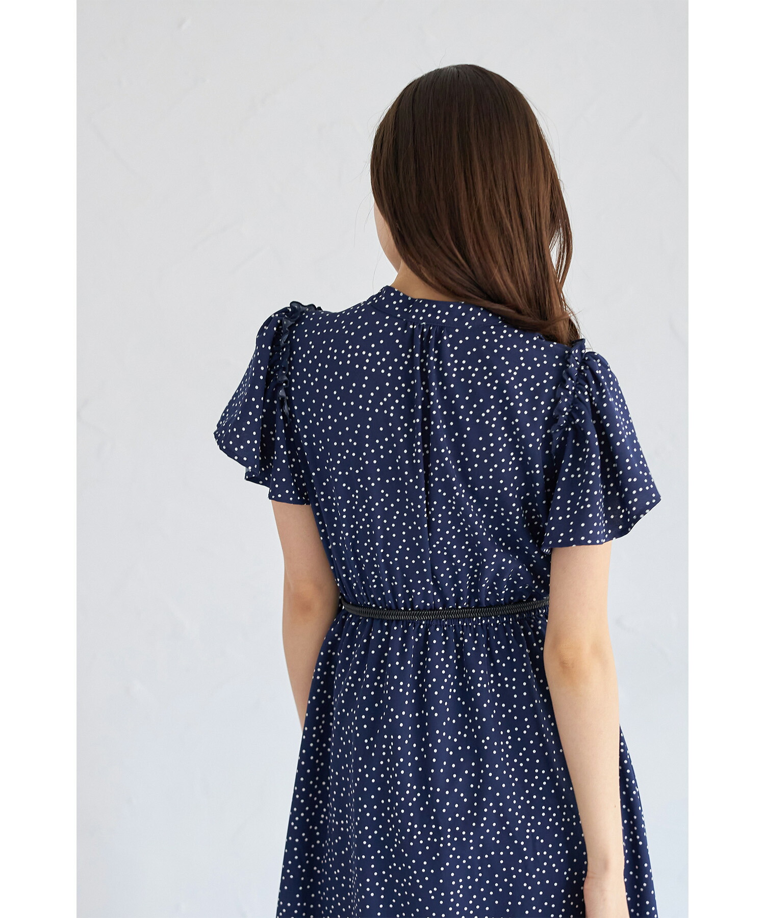tocco closet パールビジューベルト付きドットワンピース