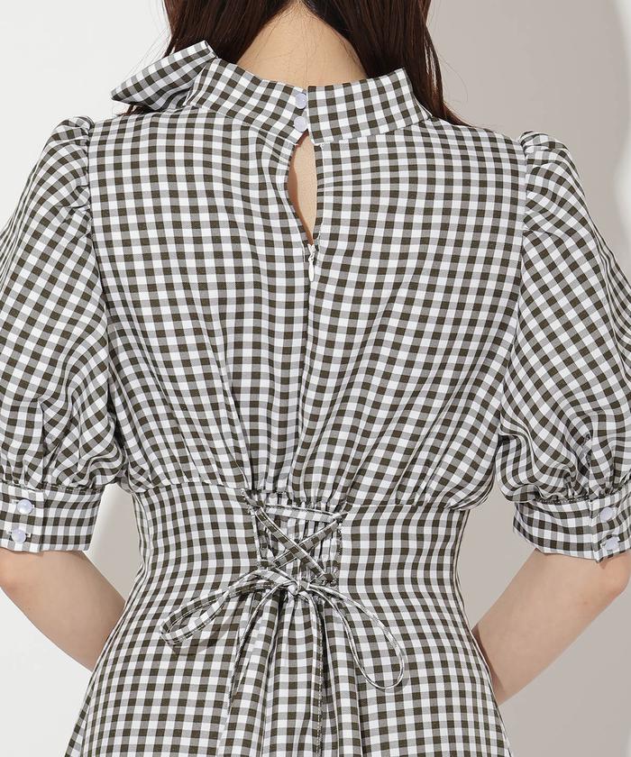 セール 30%OFF】サイドリボンギンガムチェックワンピース セール 30%OFF】サイドリボンギンガムチェックワンピース