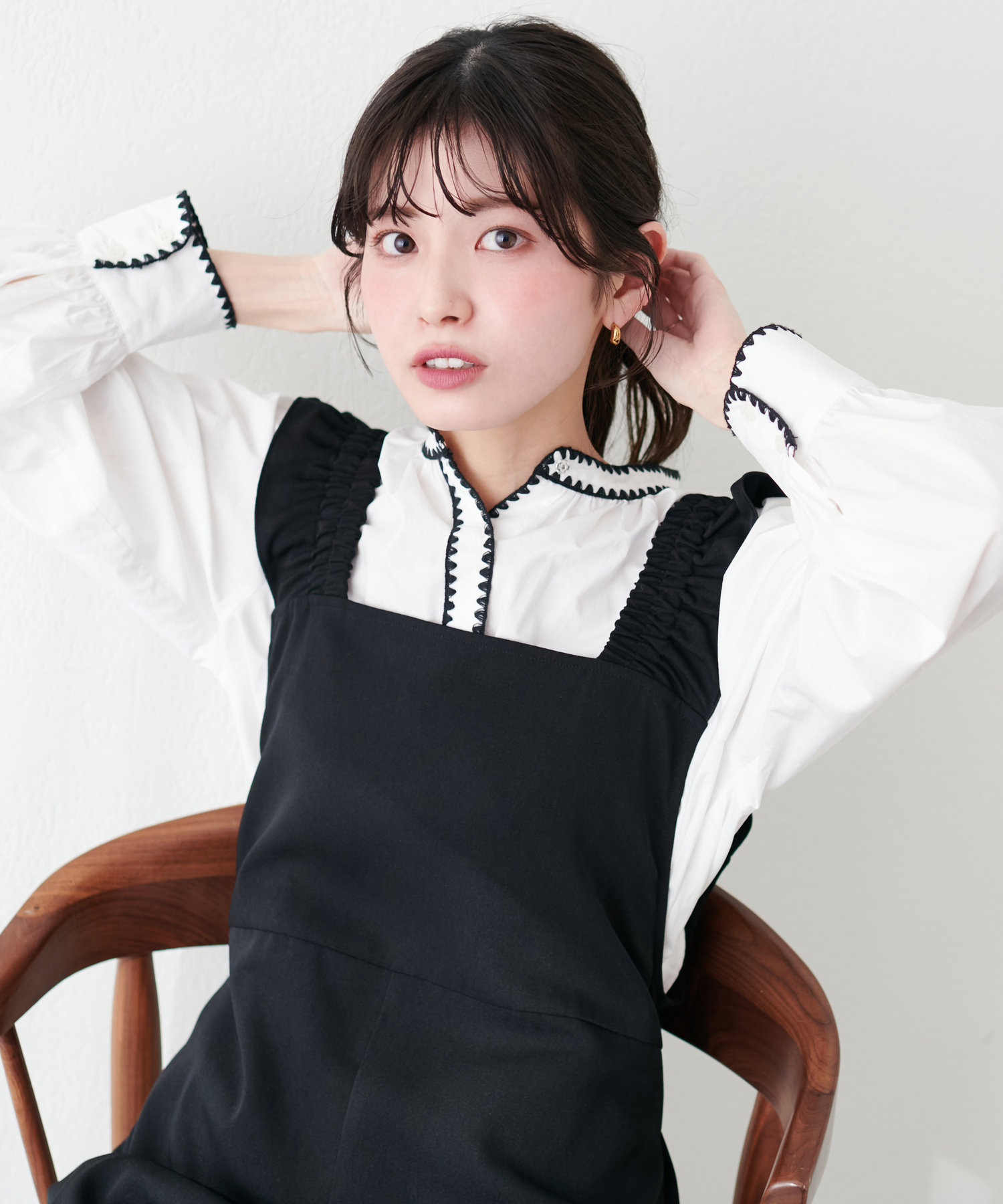 セール】【every very niceclaup】はまぐり刺繍配色ギャザー