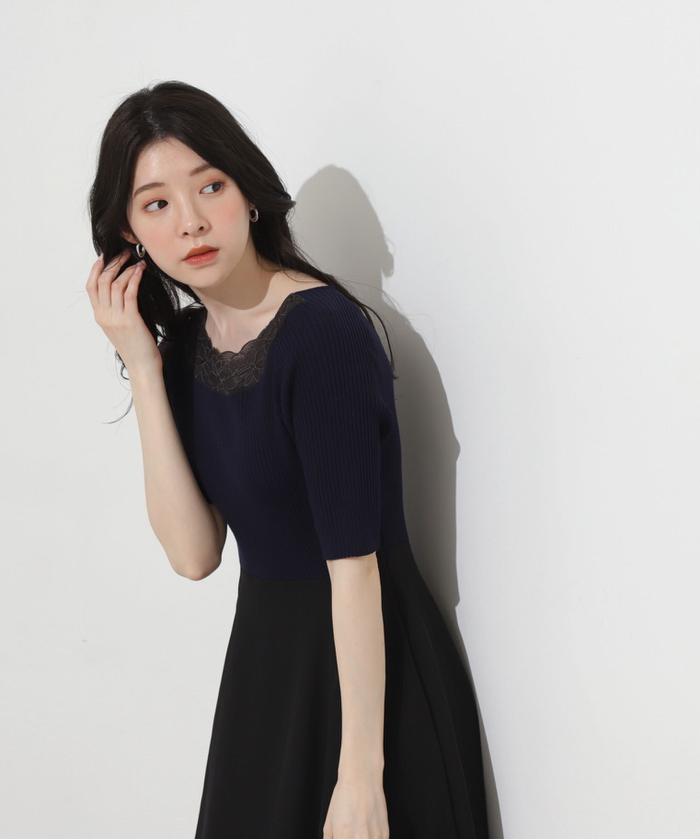 セール 50%OFF】エンブロイダリーシアードッキングニット セール 50%OFF】エンブロイダリーシアードッキングニット