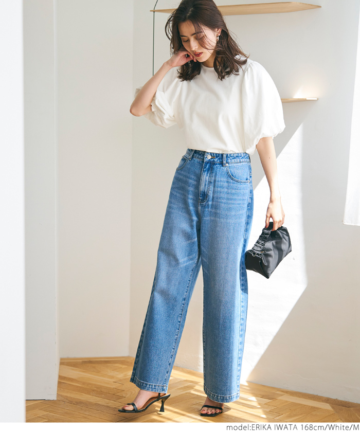 ミニ裏毛ボリュームタックスリーブ カットソー セール】ミニ裏毛ボリュームタックスリーブ カットソー（Tシャツ