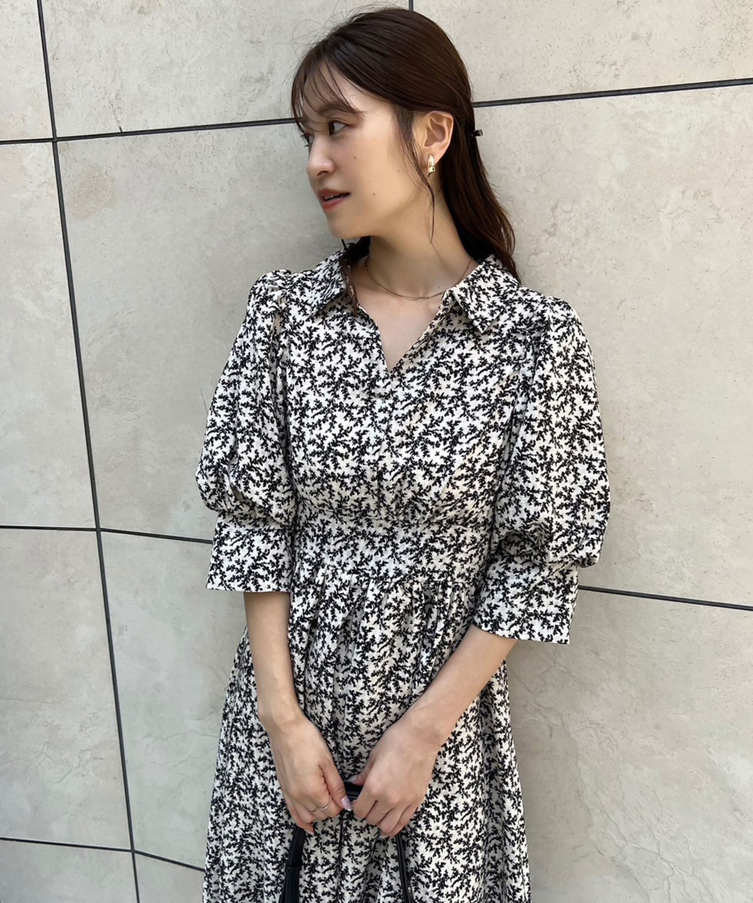 ◆Donna Karan ノースリーブフェイクラップワンピース ◇T／TAツイルラップ風ノースリーブワンピース