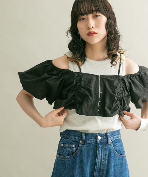 2way パフスリーブトップス セール】2WAY PUFF SLEEVE BLOUSE / 2WAYパフスリーブブラウス