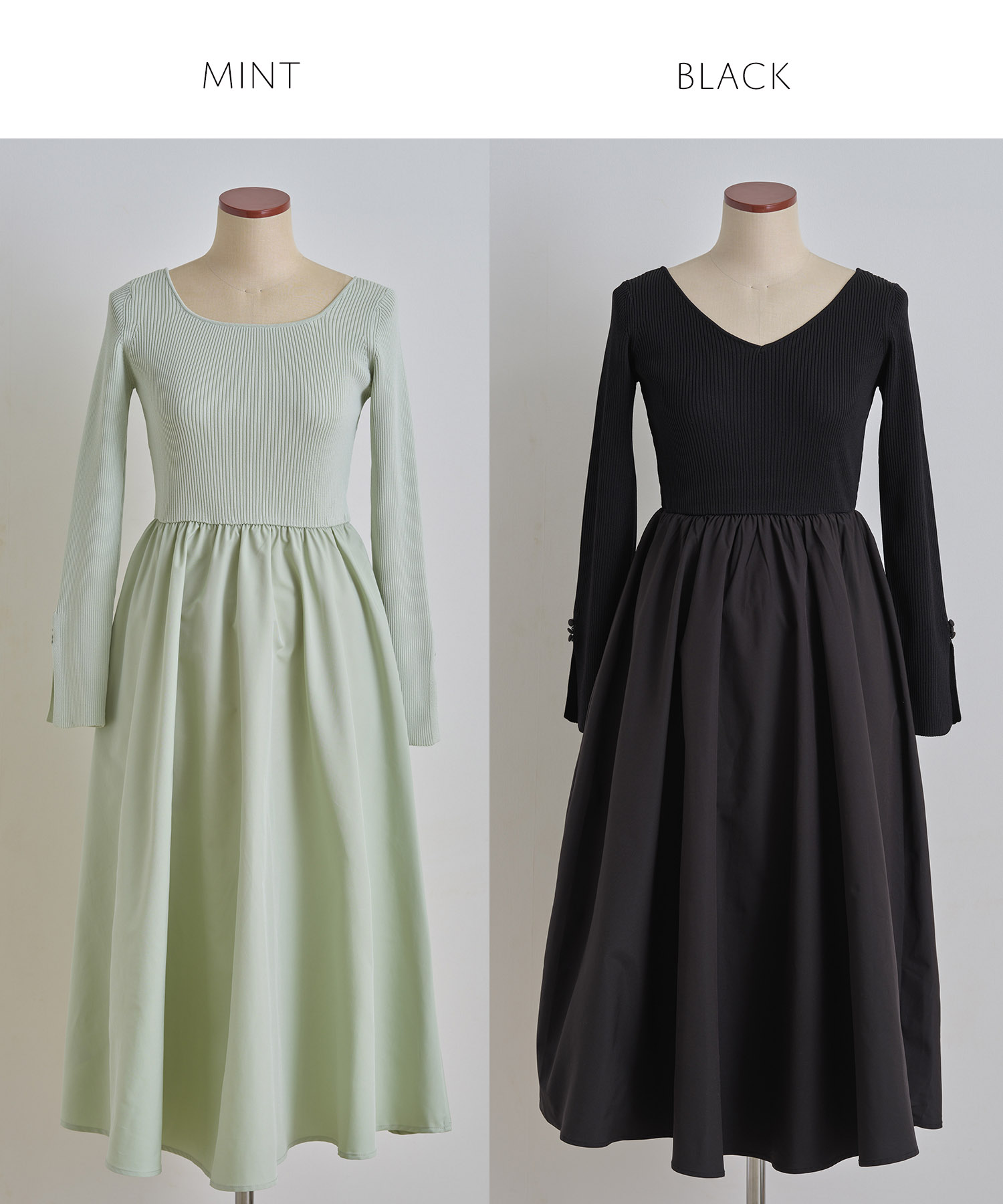 トッコクローゼット tocco closet 前後2WAYリブニット×タフタ