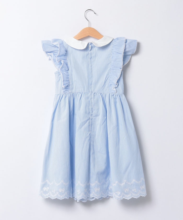 新品 正規品!!  セール】メゾピアノ ストライプ 衿つき肩フリル piano mezzo ワンピース
