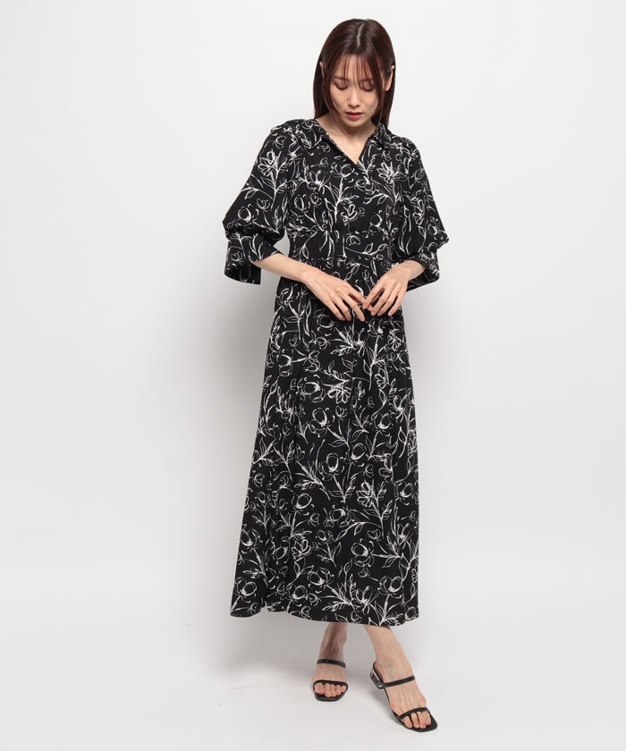 セール】【one after another】WEB限定/スキッパー花柄 セール】【one after another】WEB限定/スキッパー花柄
