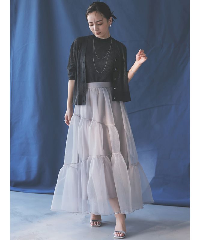 セール 30%OFF】オーガンジーイレギュラーティアードスカート セール 30%OFF】オーガンジーイレギュラーティアードスカート