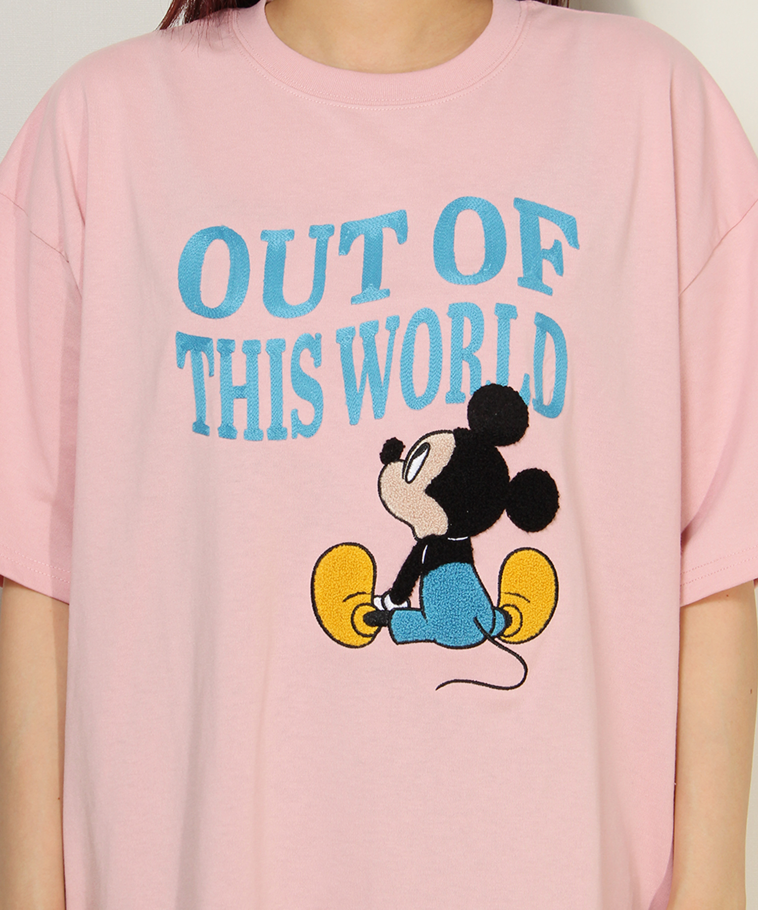 DISNEY/ディズニー】天竺チェーン・さがら刺繍半袖クルーネック