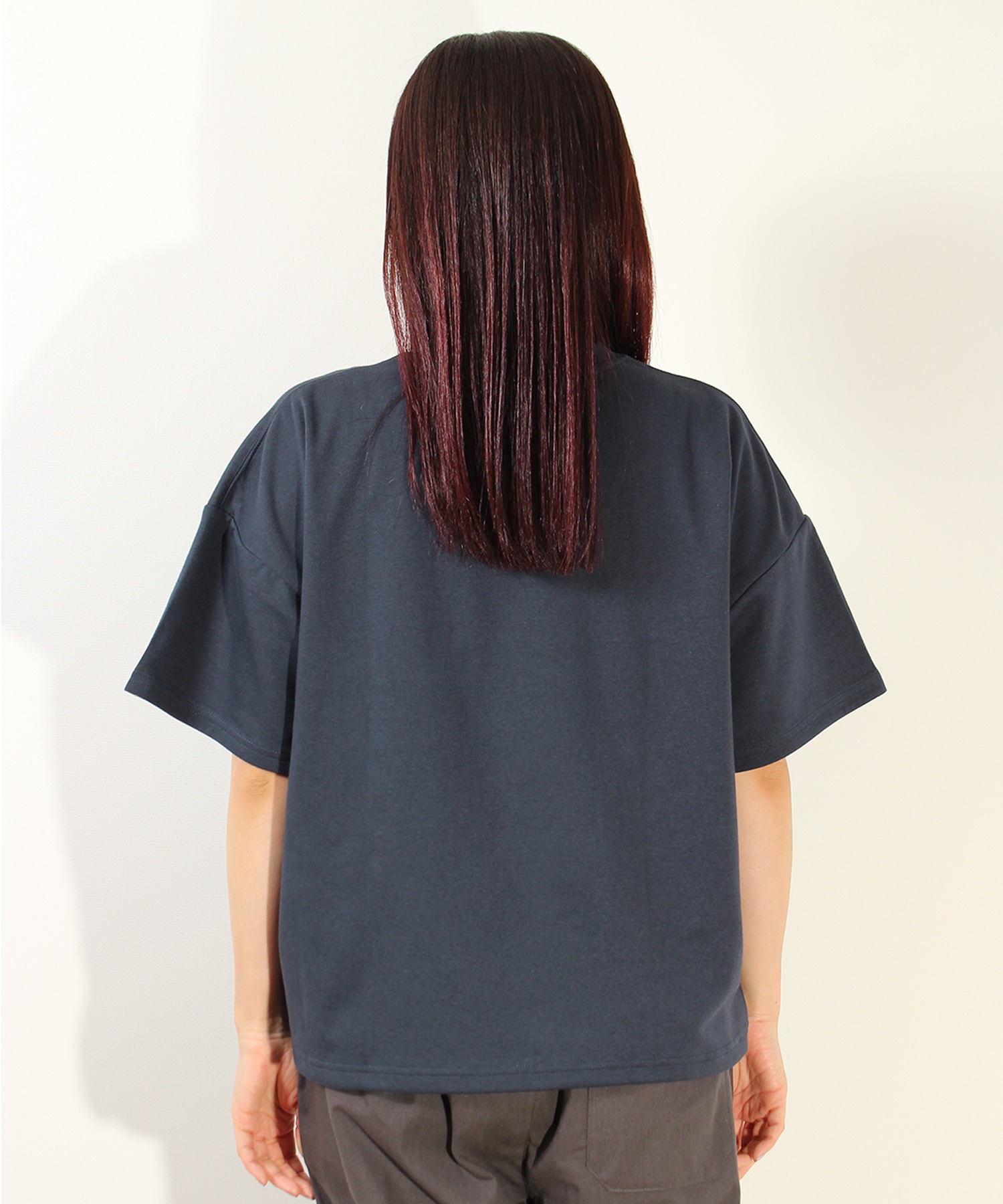 VIP【 】ロゴ刺繍 半袖 クルーネック Tシャツ★Blue 袖ライン 五分袖Tシャツ トリムTシャツ ハートロゴ刺繍 半袖