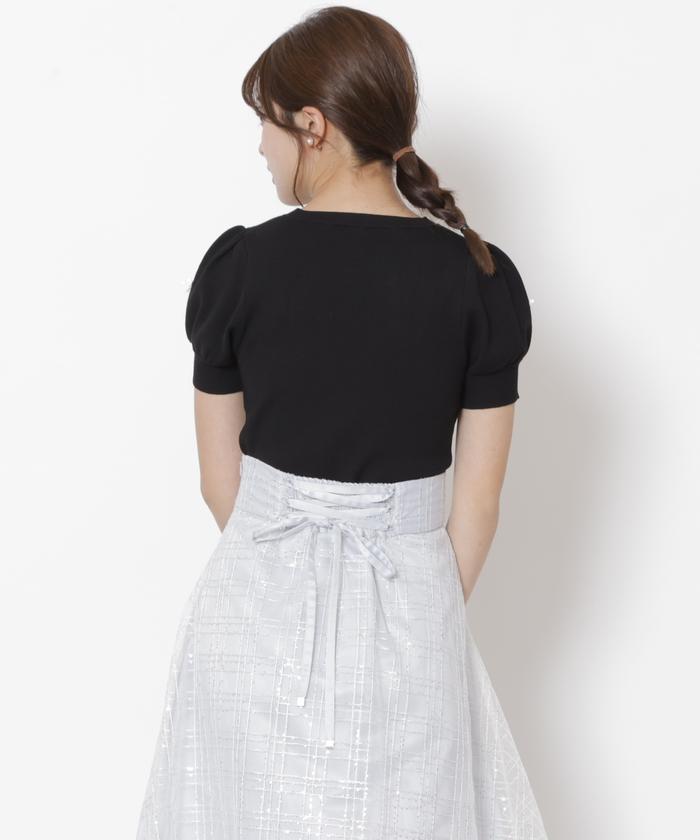 クーポン】【セール 30%OFF】スパンチェックチュールフレア
