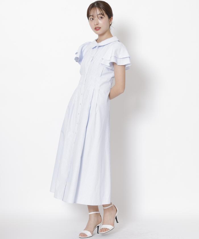セール 40%OFF】ダブルフリルスリーブストライプシャツ