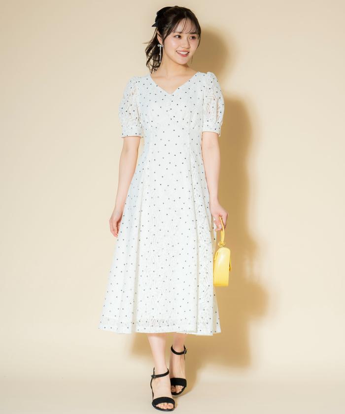 WILLSELECTION ラッセルレース×ドットプリントワンピース ラッセルレース×ドットプリントスカート(506081823) | ウィル