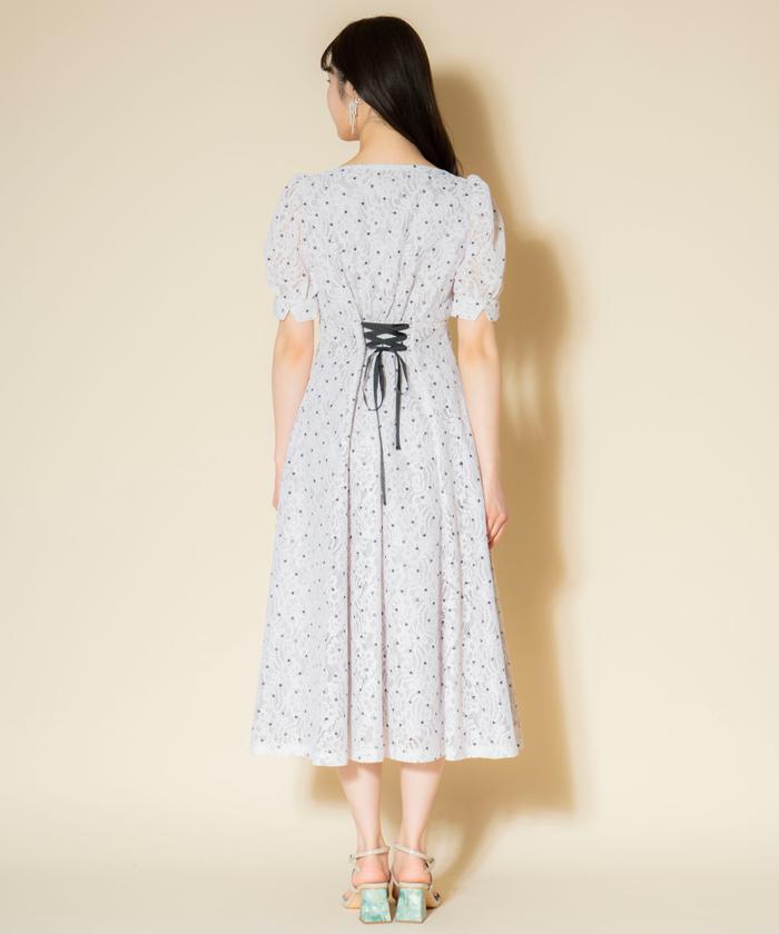 WILLSELECTION ラッセルレース×ドットプリントワンピース ラッセルレース×ドットプリントスカート(506081823) | ウィル