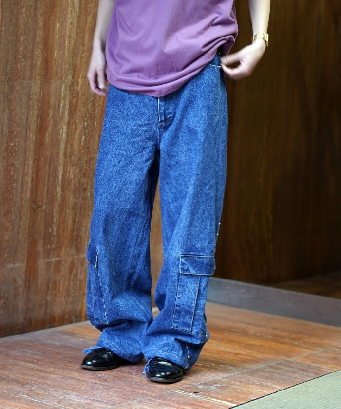 セール】【AFB / エーエフビー】STUDDED DENIM CARGO PANTS