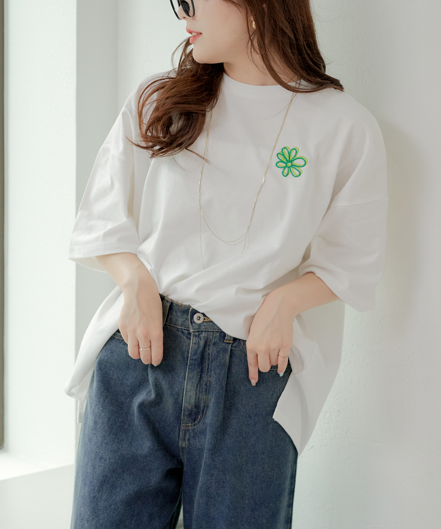 クーポン】手書き花&ロゴ発泡プリントBIGT Tシャツ カットソー