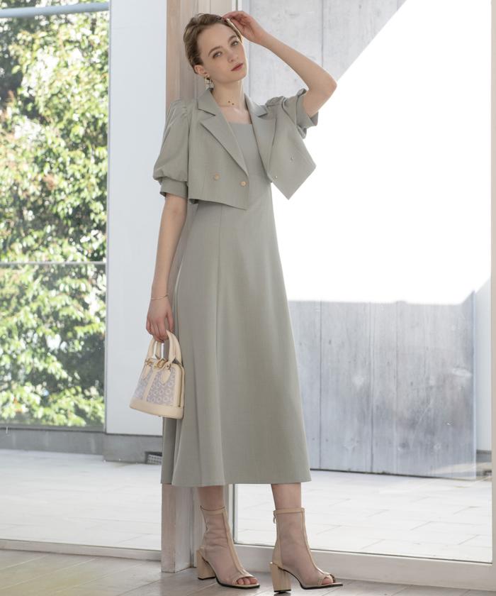 セール 50%OFF】ショートダブルジャケット+キャミワンピース セール 50%OFF】ショートダブルジャケット+キャミワンピース