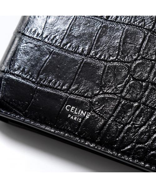 CELINE 二つ折り財布 10C873CUX.38SI クロコダイル型押し CELINE 二つ折り財布 10C873CUX.38SI クロコダイル型押し