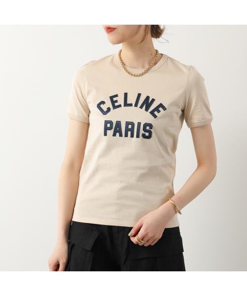 CELINE - CELINE セリーヌ 半袖 Tシャツ 丸首 グレージュ レディース カジュアル CELINE セリーヌ 半袖 Tシャツ 丸首 グレージュ レディース