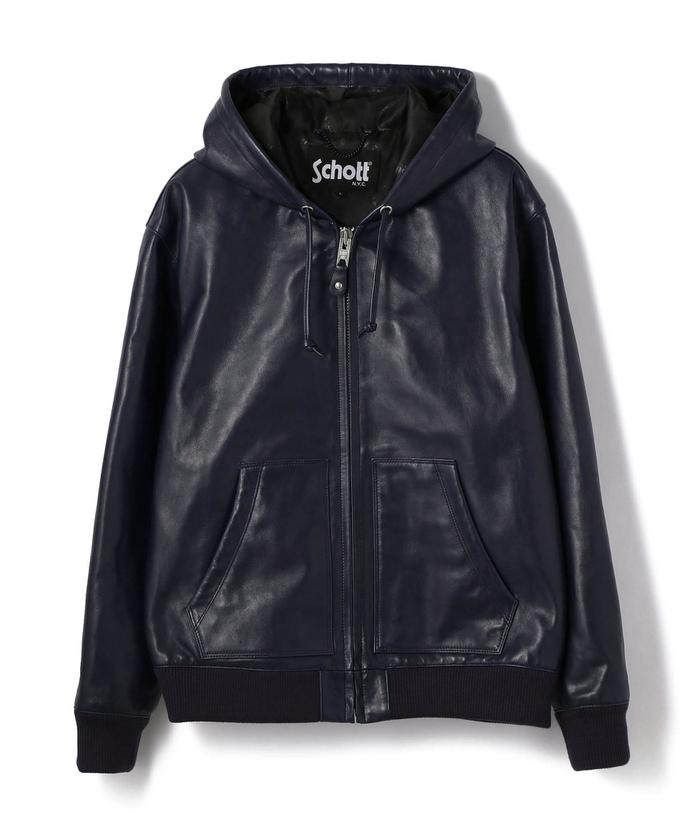 セール 30%OFF】LEATHER FULLZIP PARKA/レザー フルジップ