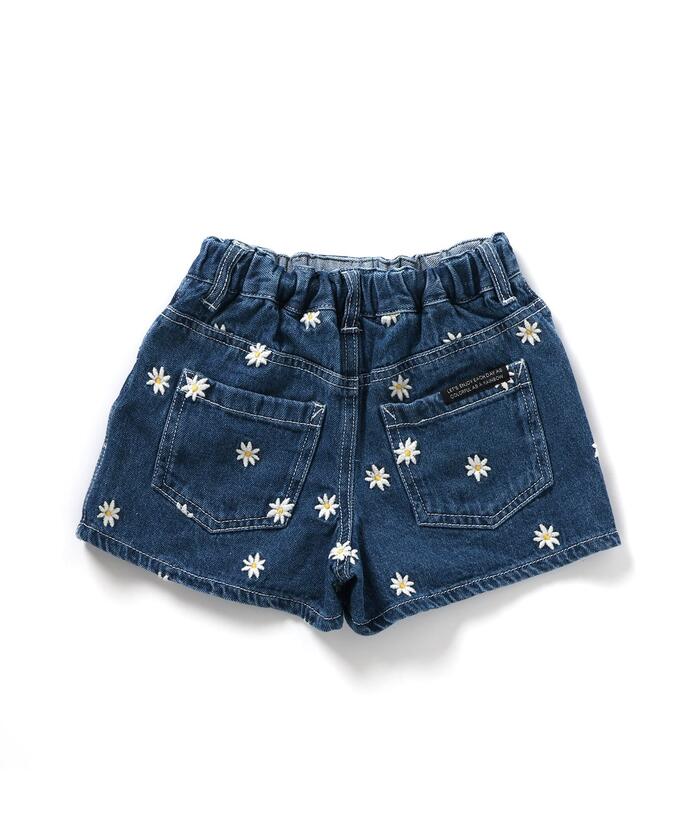 セール】【ジュニア対応】刺繍デニムショートパンツ（デニム