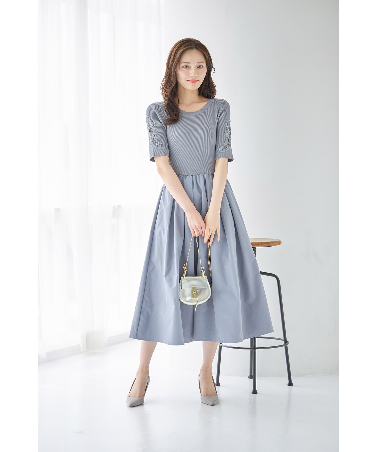 トッコクローゼット tocco closet フラワー刺繍スリーブ