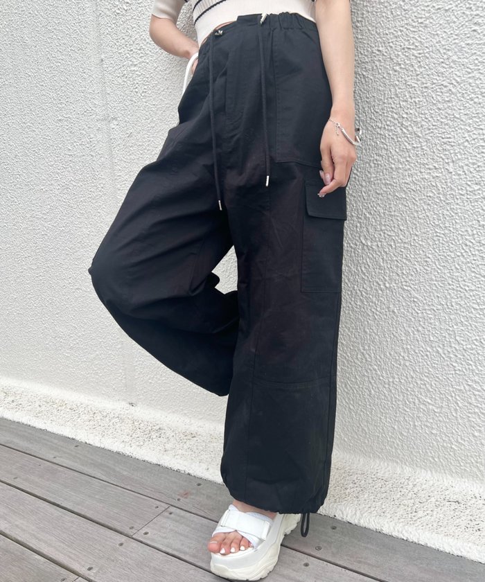 【goa（ゴア）】 麻 レーヨン 裾絞り パンツ ElegChic カーゴパンツ 裾絞りカーゴパンツ レディース