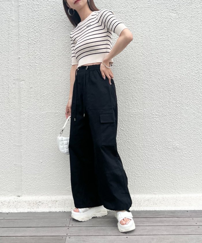 【goa（ゴア）】 麻 レーヨン 裾絞り パンツ ElegChic カーゴパンツ 裾絞りカーゴパンツ レディース