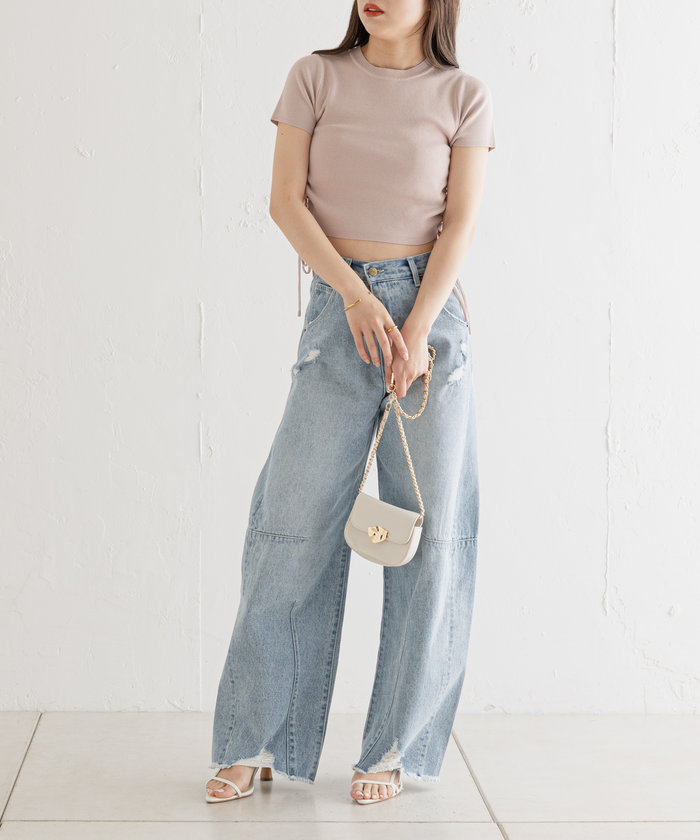クーポン】【セール 55%OFF】【Chico】ワイドカーブデニムパンツ クーポン】【セール 55%OFF】【Chico】ワイドカーブデニムパンツ