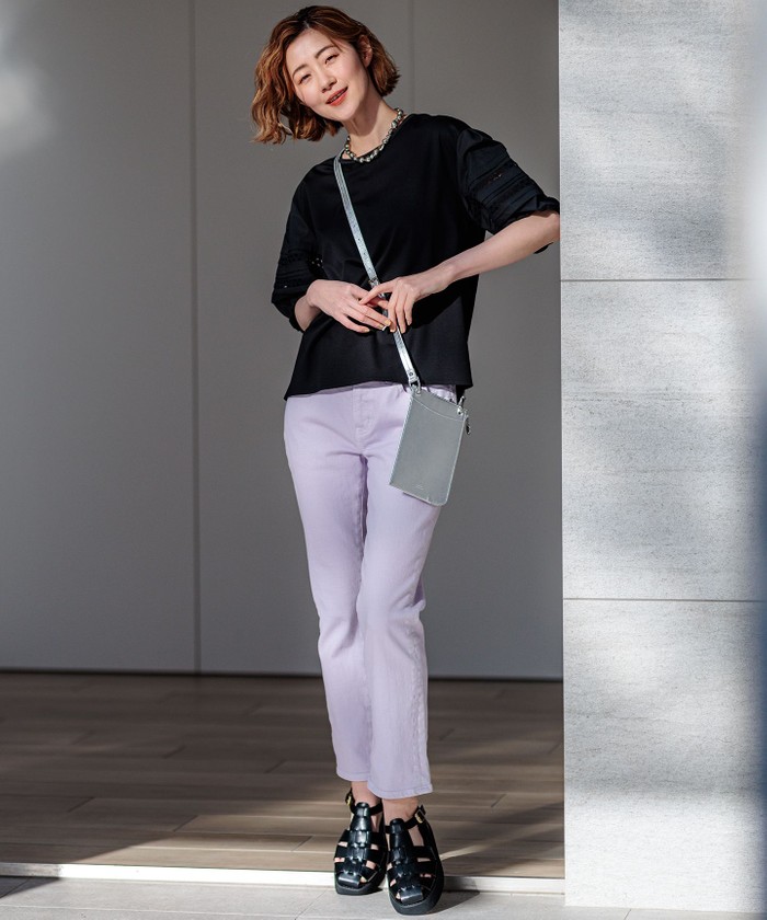 24SS 大きいサイズ 23区 アイレットジャージー パフスリーブ カットソー セール 30%OFF】【洗える】アイレットジャージー パフスリーブ