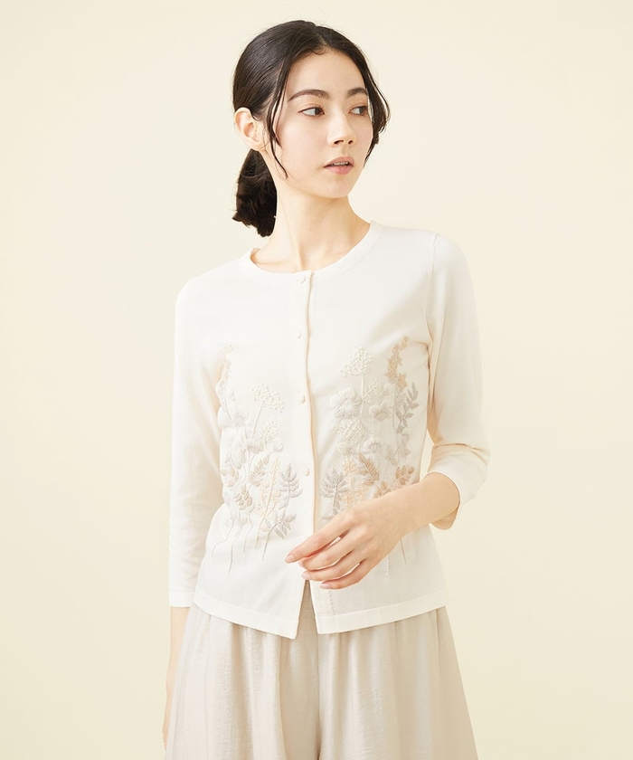 Sybilla 花柄編みカーディガン Mサイズ Sybilla シビラ 花柄立体刺繍カーディガン アイボリー - メルカリ