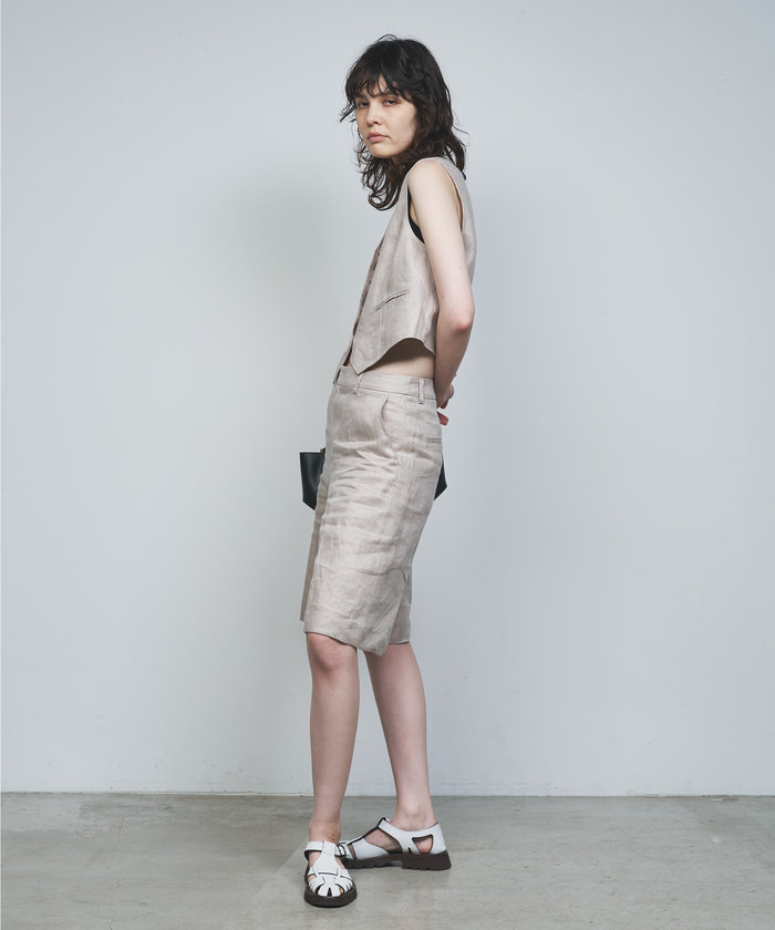 セール 70%OFF】【セットアップ対応】リネンショートジレ