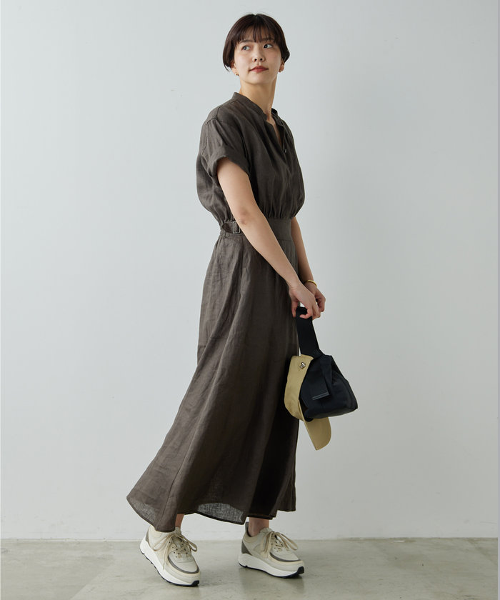 セール 70%OFF】リネングルカベルトワンピース(506094787) | ガ