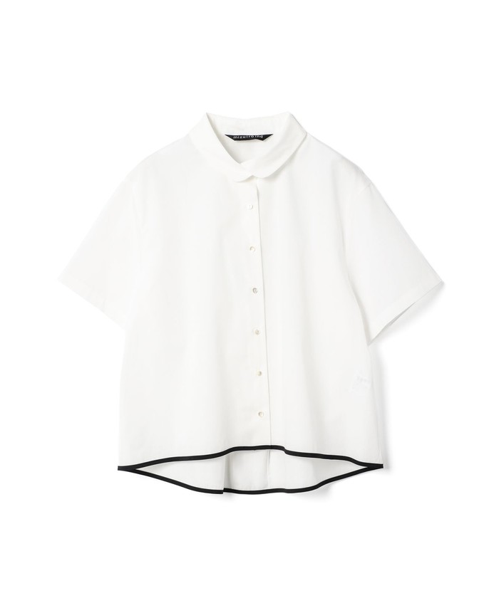 美品]mizuiro ind 24SSヘムラインシャツ ラウンドカラーシワ加工
