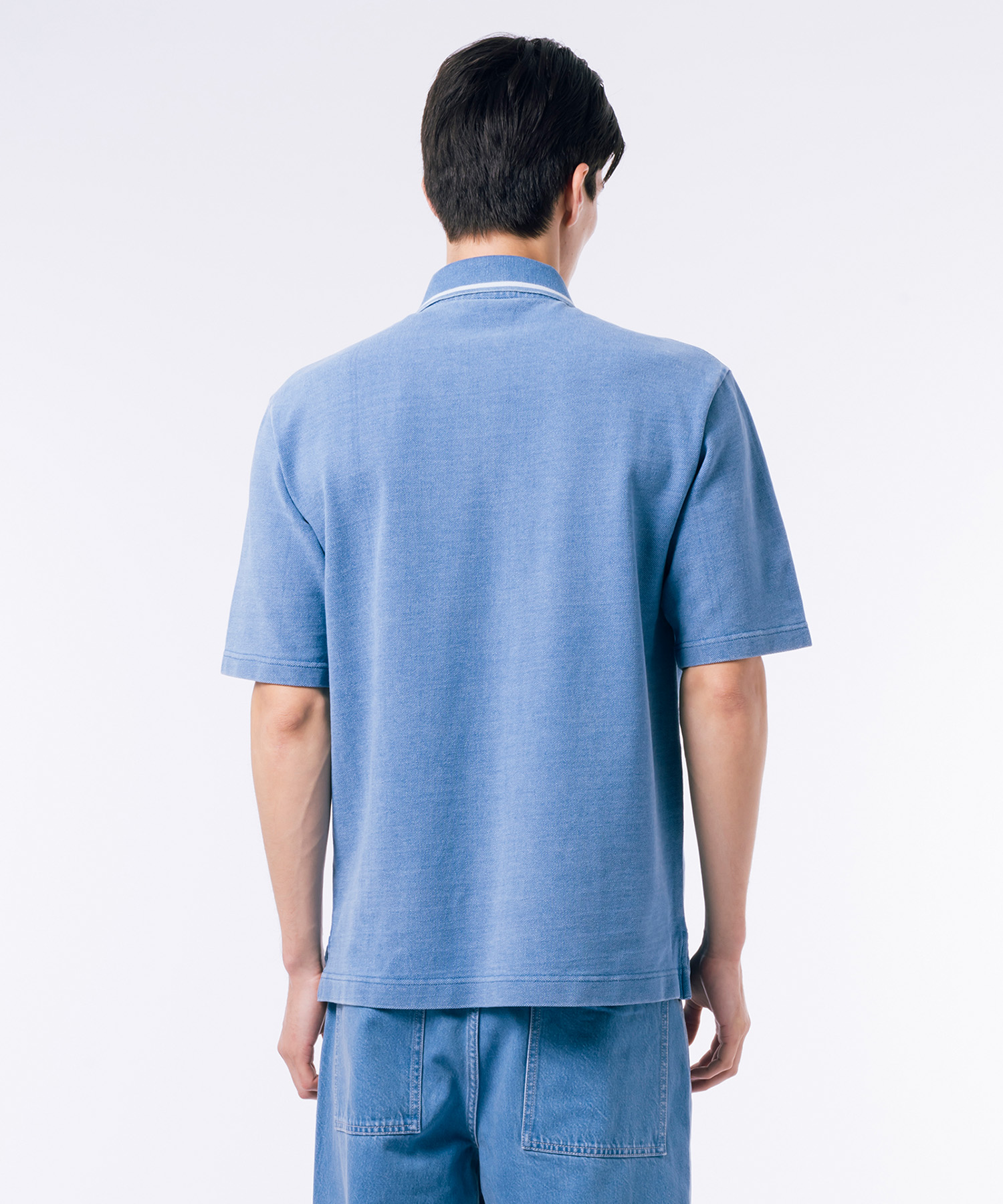 LACOSTE ラコステ ポロシャツ インディゴ デニム系 セール】 配色リブニットインディゴポロシャツ （ポロシャツ