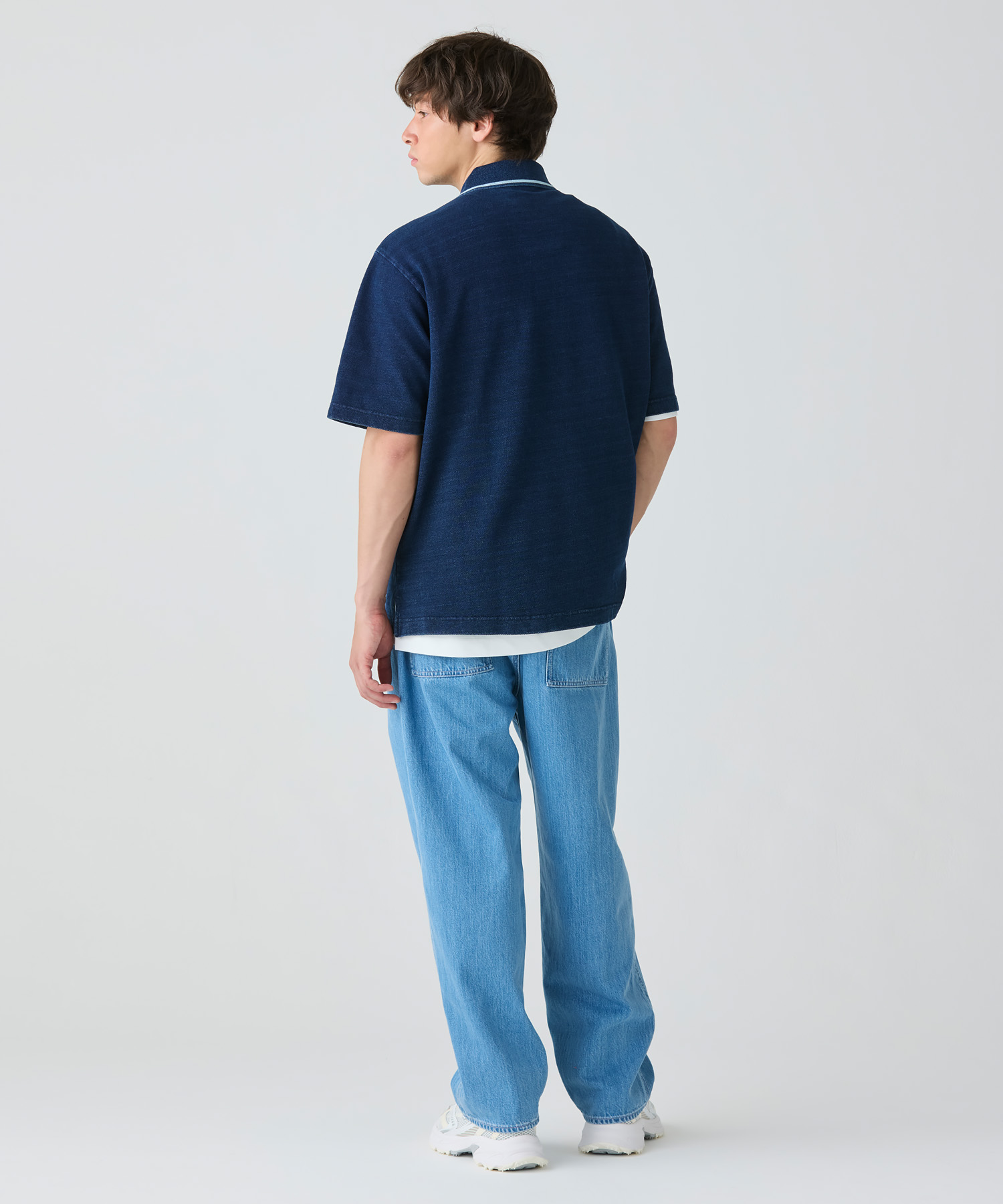 LACOSTE ラコステ ポロシャツ インディゴ デニム系 セール】ラコステ LACOSTE 配色リブニットインディゴポロシャツ