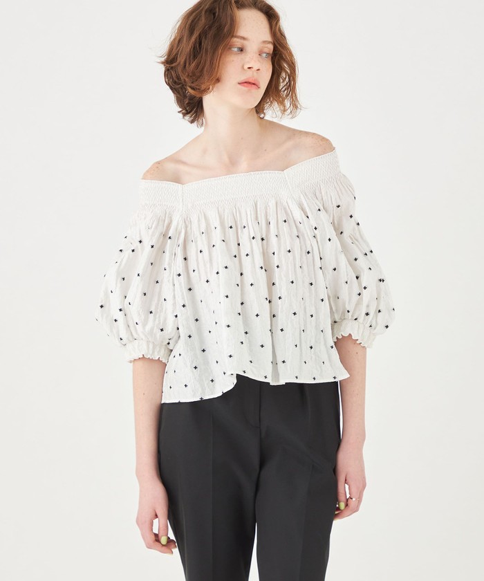 セール 40%OFF】シャーリングジャカード スクエアネックプル