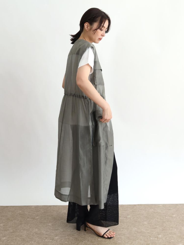 [ヤマダヤ]今期CLOVEシアーロングジレ新品 クローブ CLOVE シアーロングジレ （チャコールグレー
