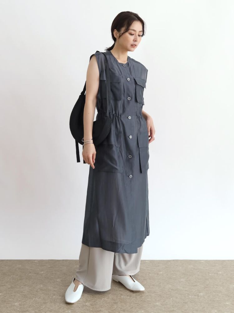 [ヤマダヤ]今期CLOVEシアーロングジレ新品 クローブ CLOVE シアーロングジレ （チャコールグレー