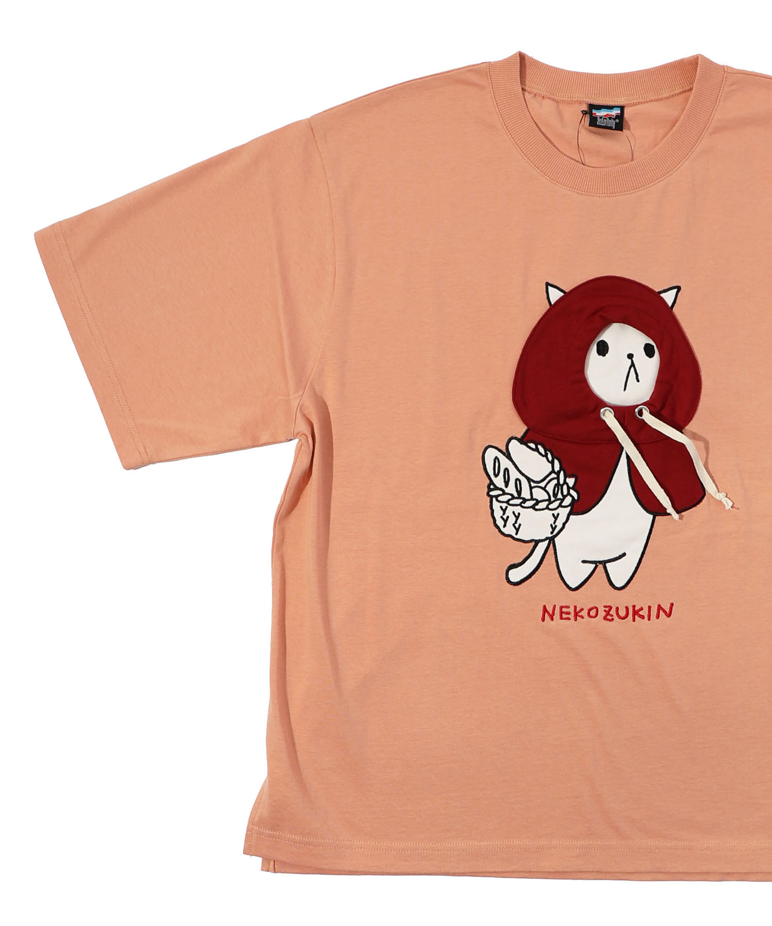ScoLar - スカラーパリティ 342101 ネコ頭巾ちゃんアップリケ刺繍Tシャツ クーポン】【セール 40%OFF】スカラー ScoLar ネコ頭巾ちゃん