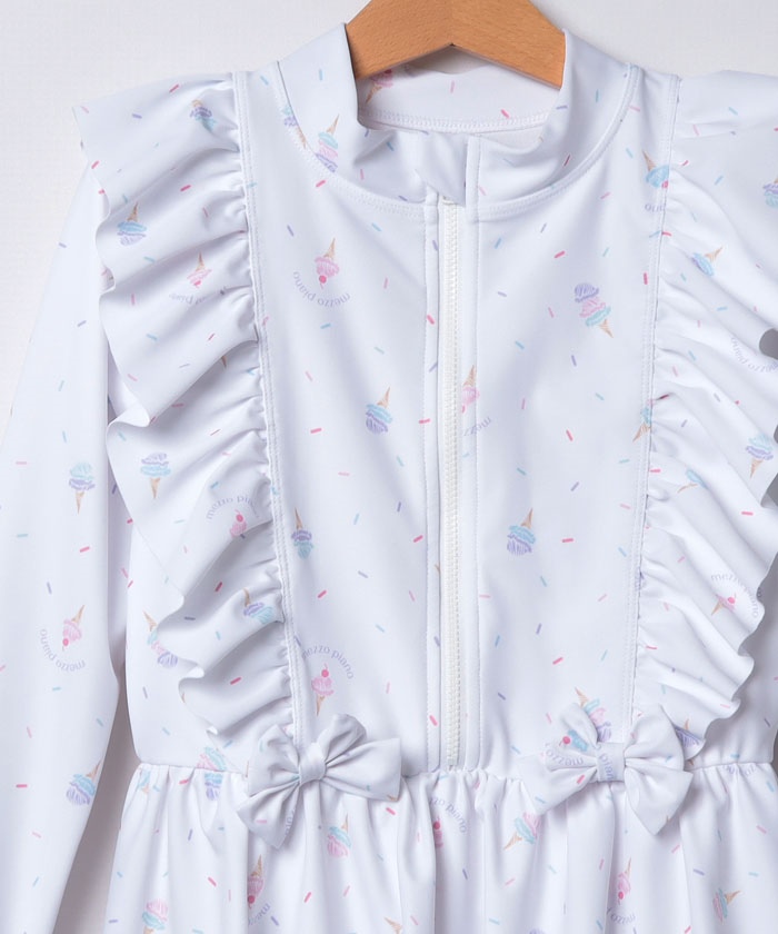新品　メゾピアノ アイス柄ワンピース セール 50%OFF】【SWIM】アイス柄 長袖ワンピース水着(506094695