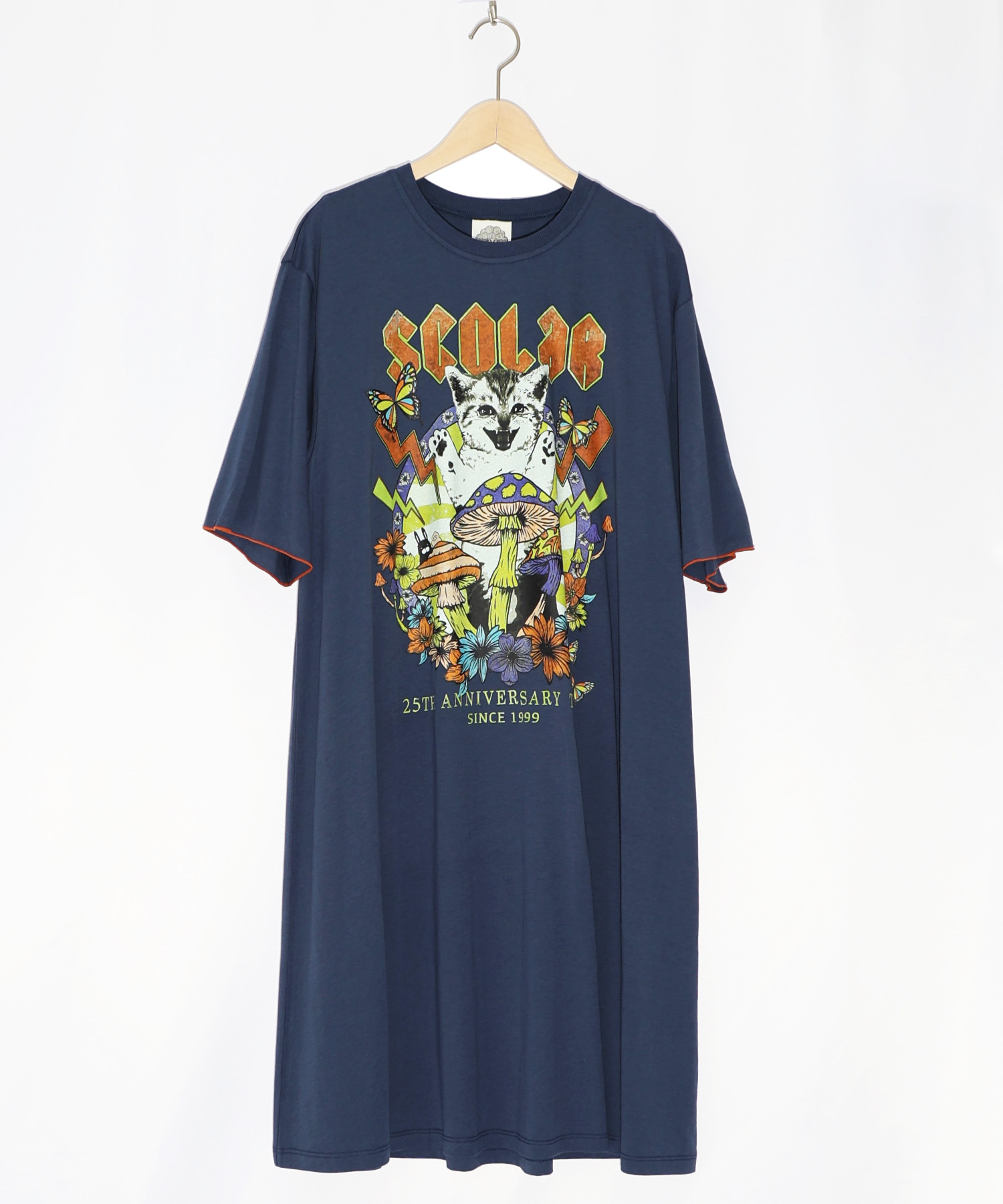 スカラー ScoLar ゆったり スタイリング柄アップリケ Tシャツワンピース スカラー ScoLar スタイリング柄アップリケTシャツワンピース