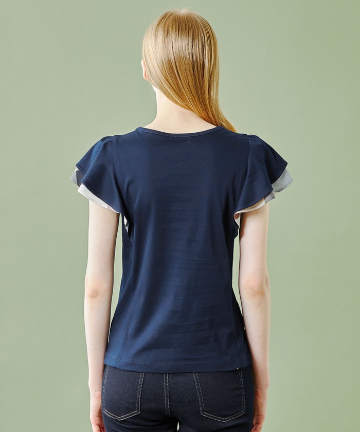 美品✨クレストブリッジ バイオシルケットスムースフリルスリーブカットソー BLUE LABEL CRESTBRIDGE（ブルーレーベルクレストブリッジ）の
