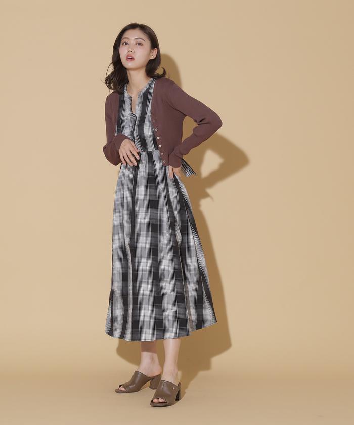 セール55%OFF】◇モノトーンBIGチェックワンピース(506084029 セール55%OFF】◇モノトーンBIGチェックワンピース(506084029