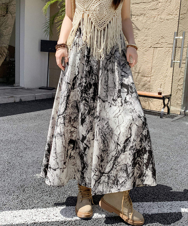 【flowoom】韓国人気◆Rosetta Dress タンクトップ フレア 花柄 セール】ショッピングゴー shoppinggo ロングスカート 花柄 水墨