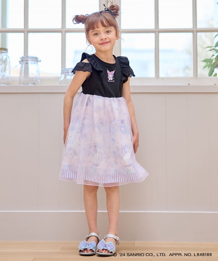 専用エニィファム120　オン・オフショルダーチュールワンピース　ピンクマイメロ他 サンリオキャラクターズ×any FAM】オン・オフショルダーチュール