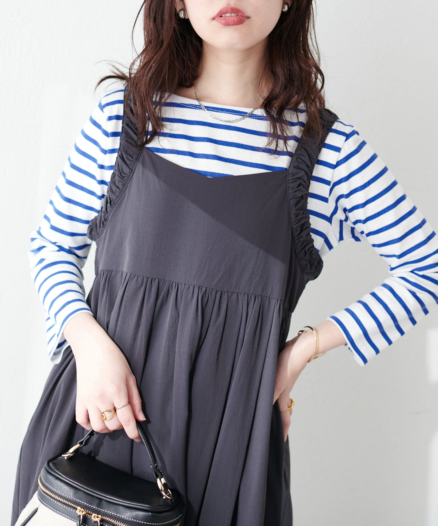 クーポン】【セール 50%OFF】【natural couture】肩ひもギャザー
